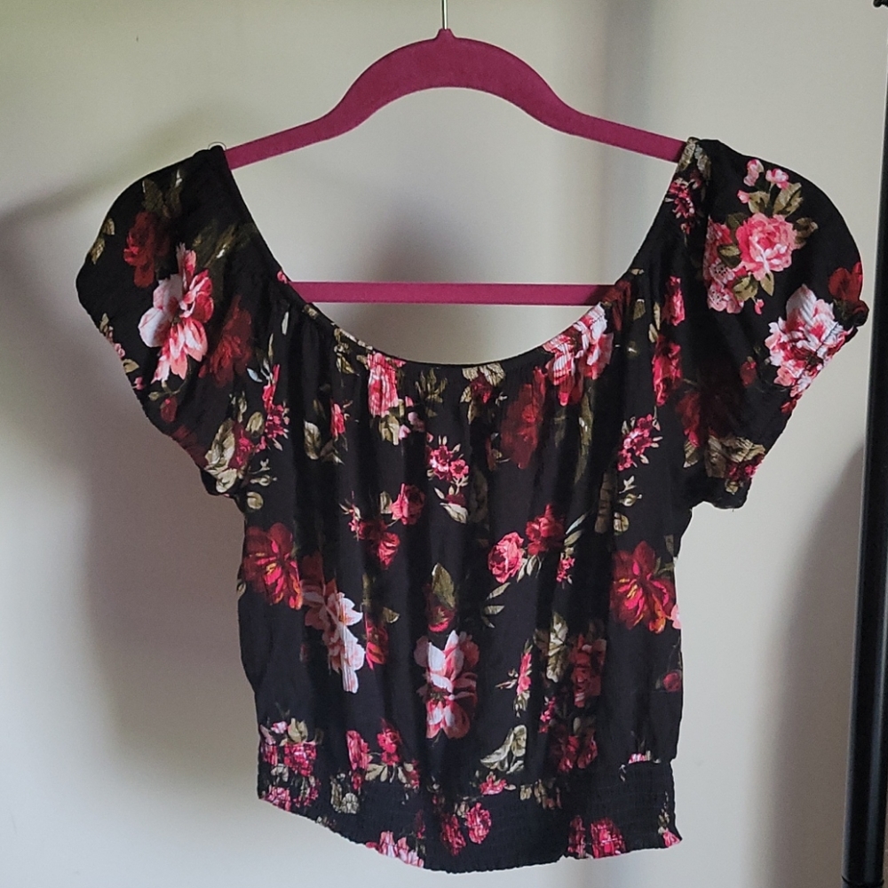 Floral Off the Shoulder Crop Top